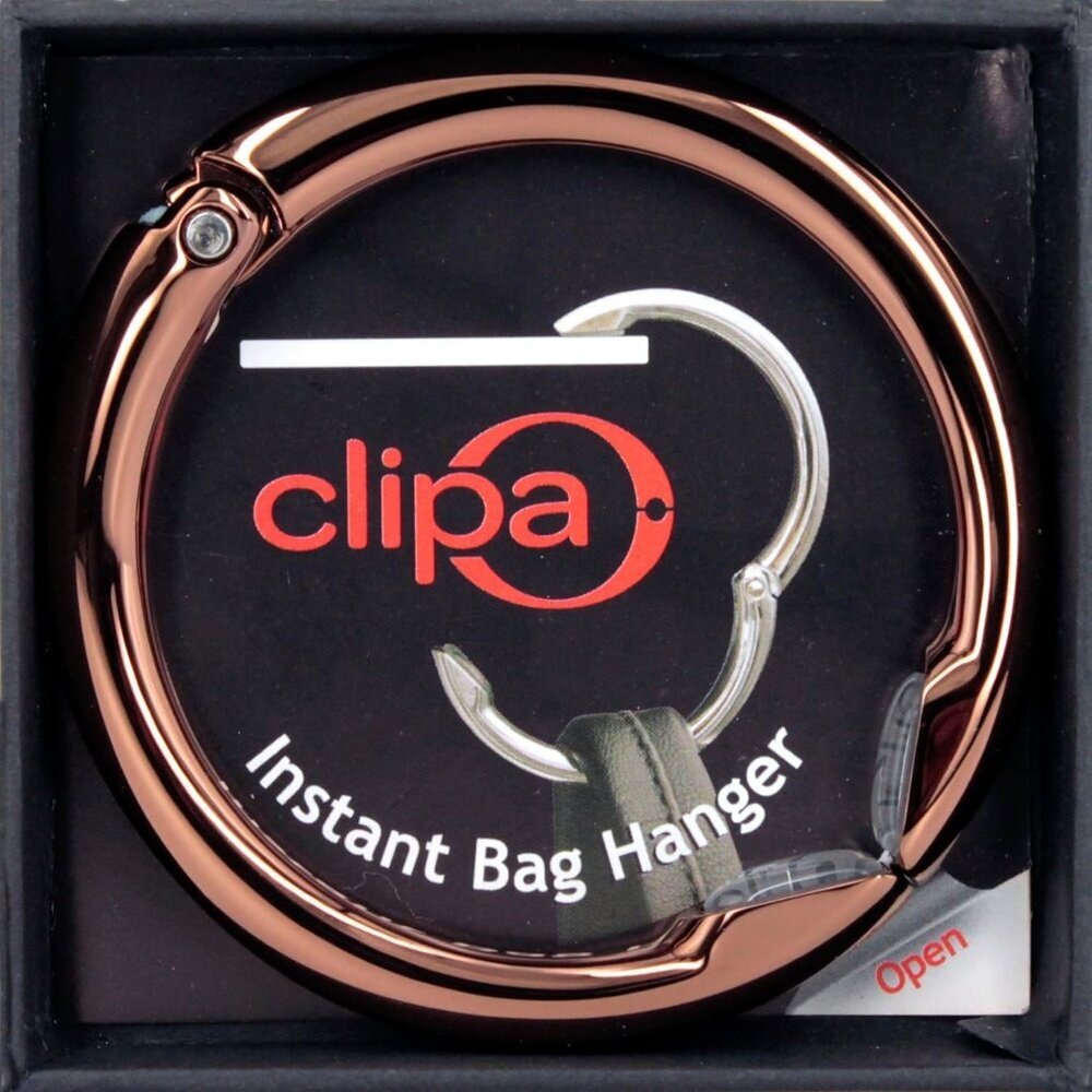 Women Bag Hanger Ring That Opens Into a Hook Close Automatically Polished Copper - Picture 3 of 9